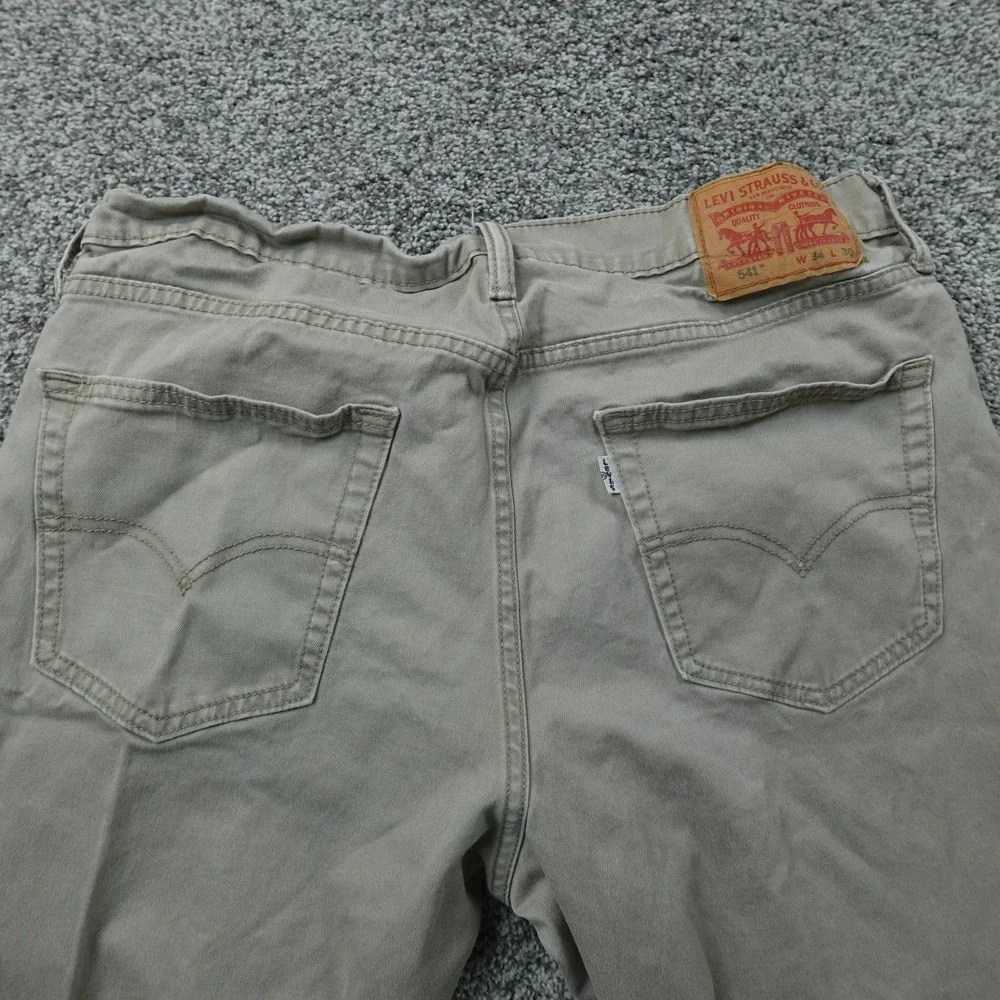Levis Jeans Mens 34X30 Beige Tan Brown Denim Pants 541 Athletic Taper Stretch